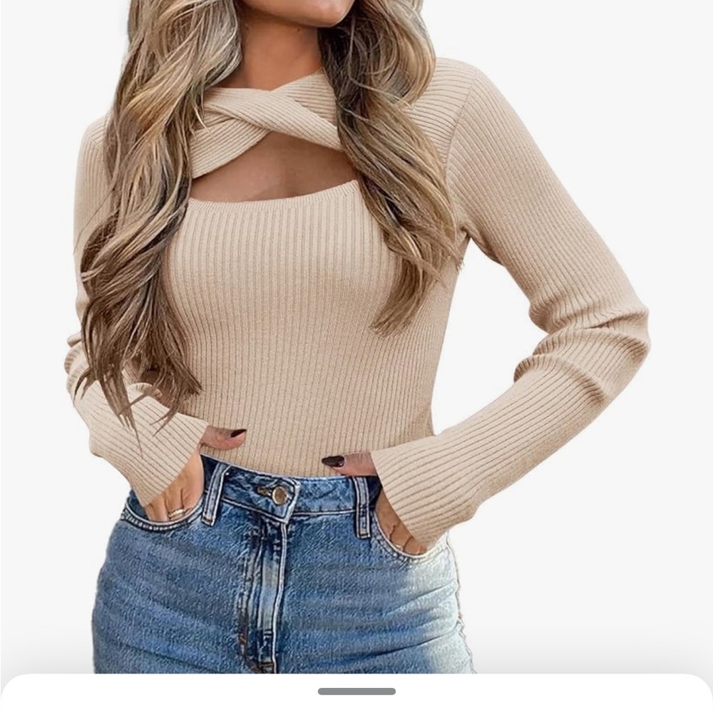 NWT Zeagoo Women's Off-Shoulder Beige Sweater E12